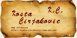 Kosta Ćirjaković vizit kartica